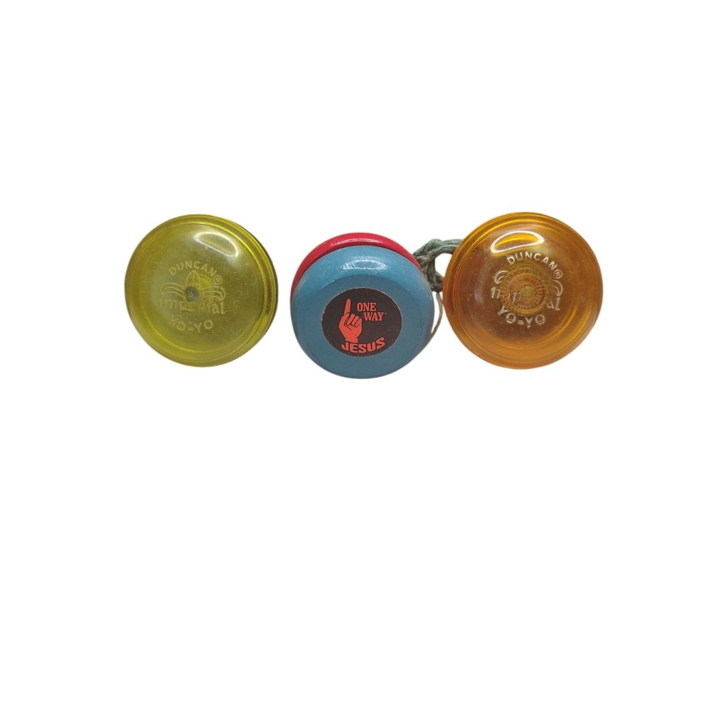 Vintage yoyo lot Yellow & orange‎ Clear Duncan Imperial Yo Yo and wooden